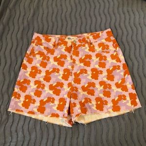 Zara Floral Print High Waisted 90s Jean Shorts - Size US 10
